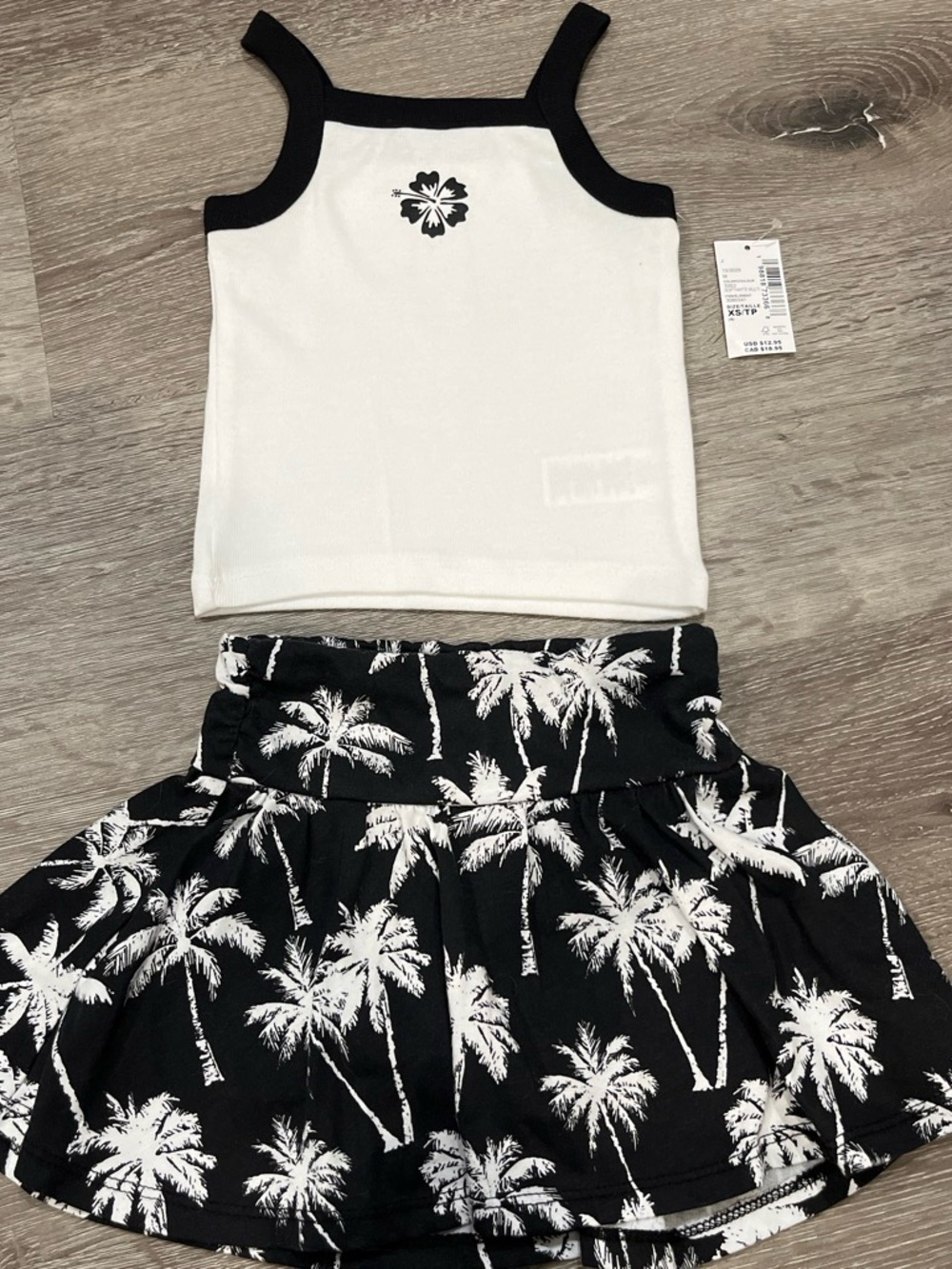 The Children's Place Black & White Palm Tank and Skirt Set